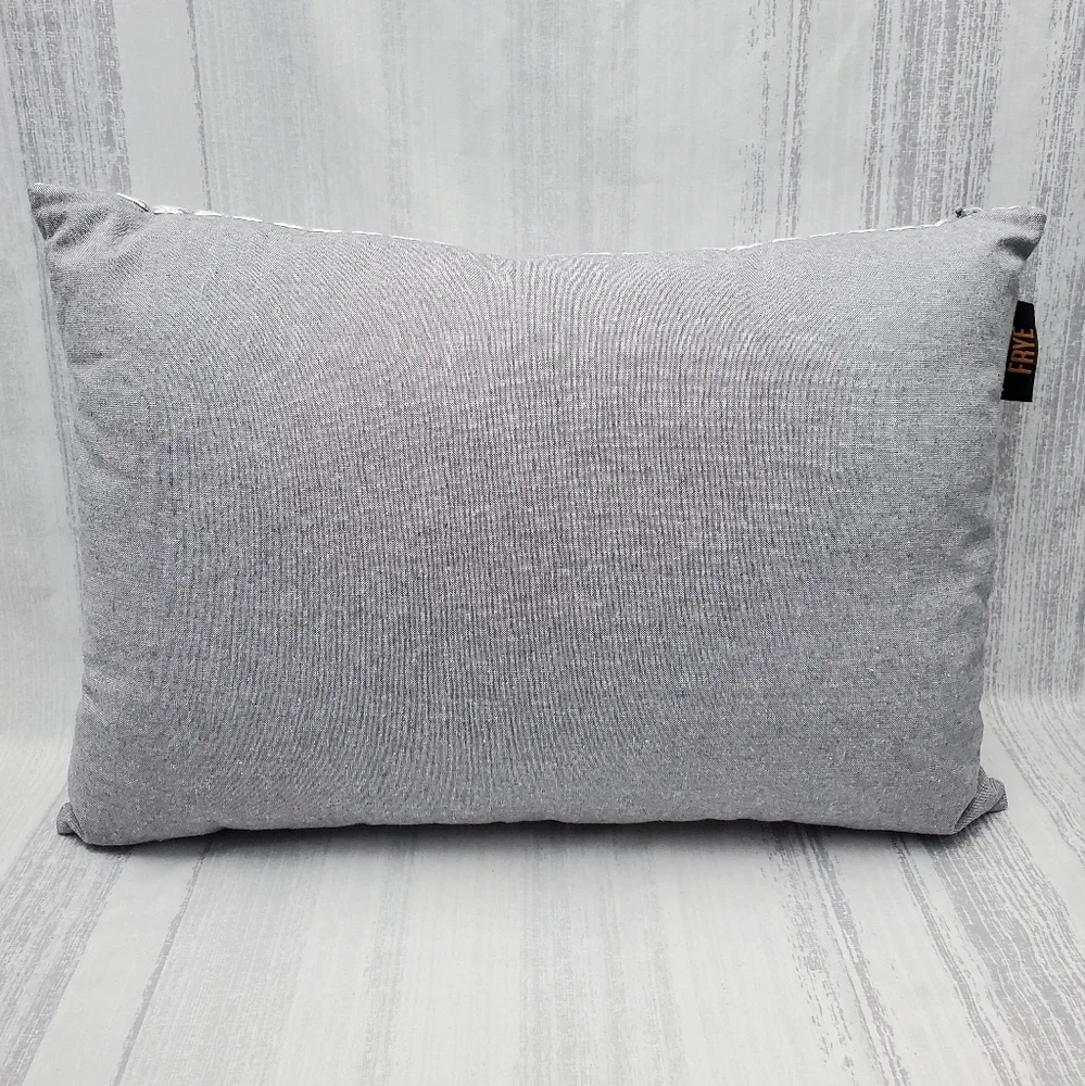 FRYE Decorative Embroidery Pillow From the 4 Piece Queen Quilt Set gray & white